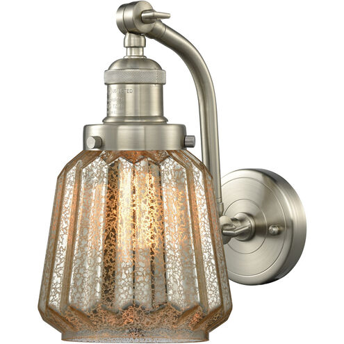 Franklin Restoration Chatham 1 Light 6 inch Brushed Satin Nickel Sconce Wall Light in Mercury Glass, Franklin Restoration