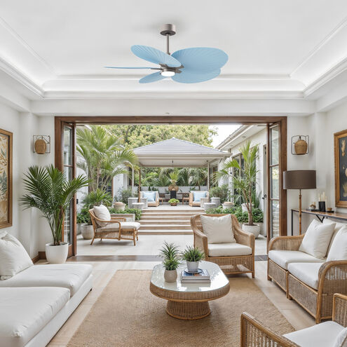 Atlas Alessandra TROPICAL - LK 48 inch Brushed Nickel with Light Blue Blades Ceiling Fan