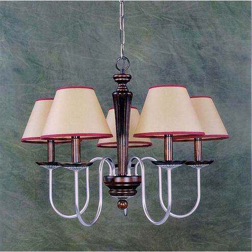 Vryn 5 Light 26 inch Pewter with Aged Bronze and Beige Chandelier Ceiling Light