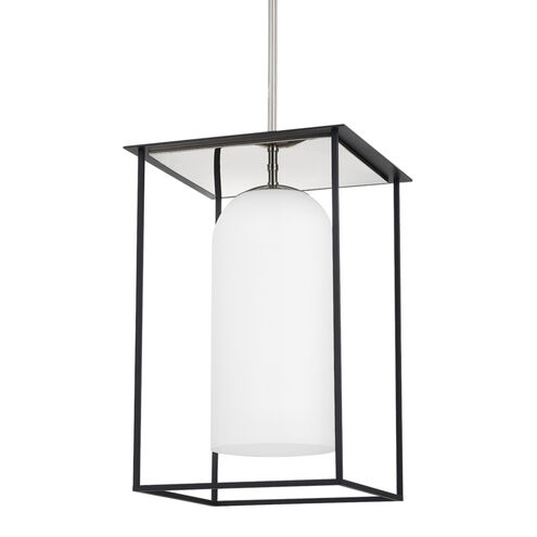 Teres 1 Light 15 inch Polished Nickel/Textured Black Pendant Ceiling Light