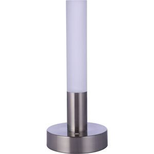 Rechargable Portable 11 inch 5 watt Brushed Polished Nickel Table Lamp Portable Light, Cylinder