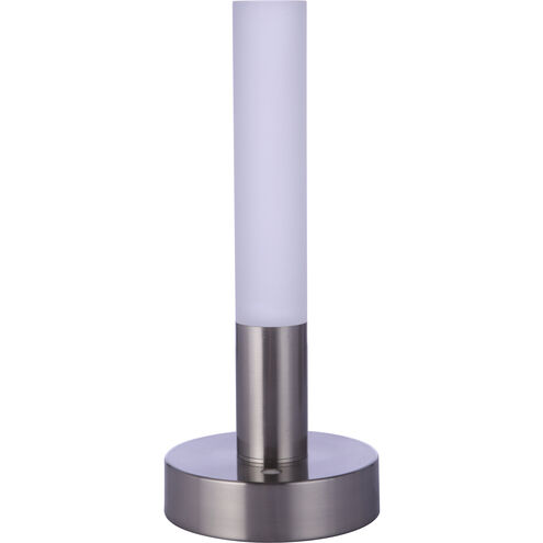 Rechargable Portable 11 inch 5 watt Brushed Polished Nickel Table Lamp Portable Light, Cylinder