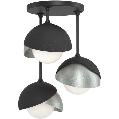 Brooklyn 3 Light 12 inch Black and Vintage Platinum Semi-Flush Ceiling Light in Black/Vintage Platinum