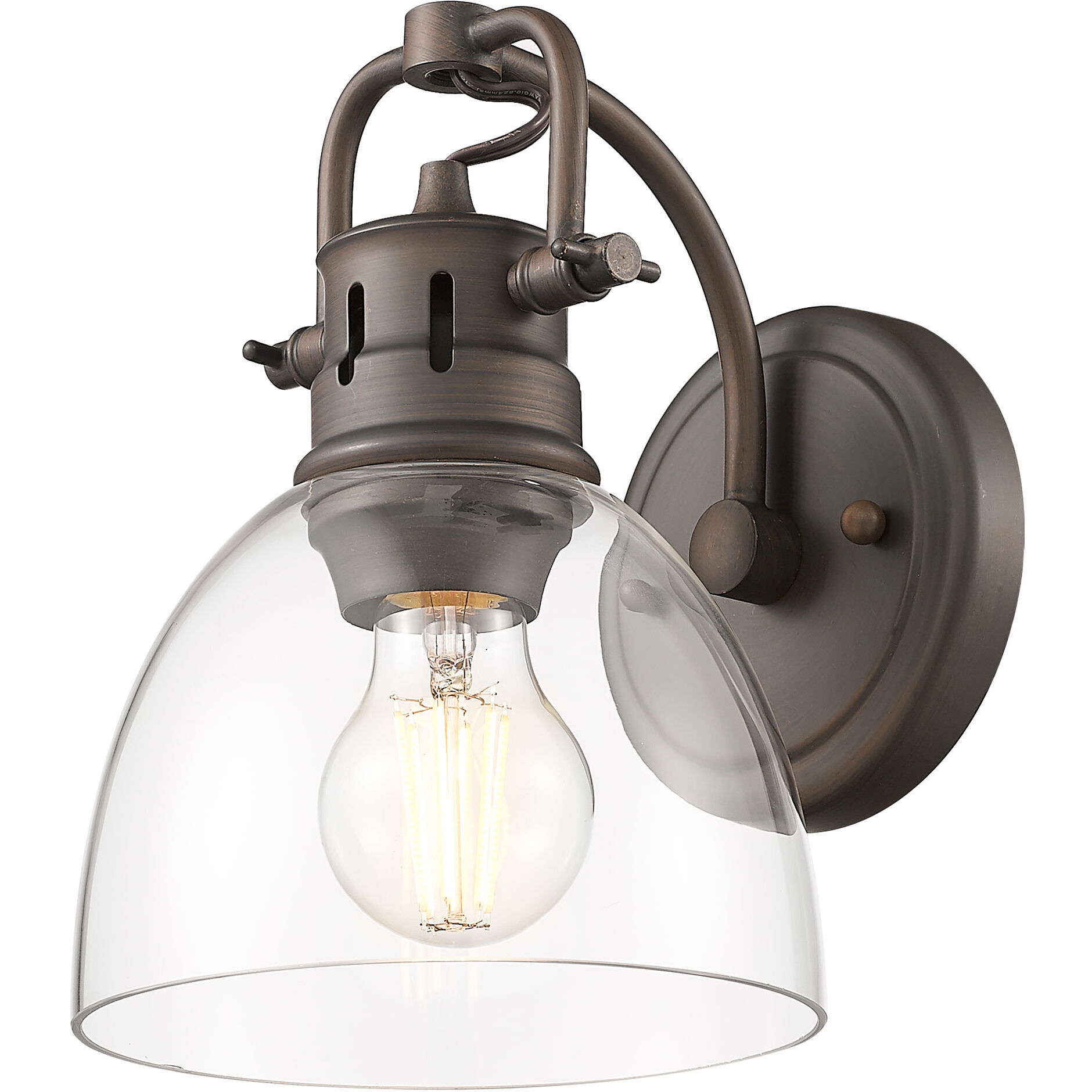 Yep Duncan Vanity Wall Light in Rubbed Bronze, Clear Glass