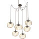 Nova LED 19 inch Flat Bronze Swag Multi-Pendant Ceiling Light in 3000K LED, Geo Inner - Amber Outer