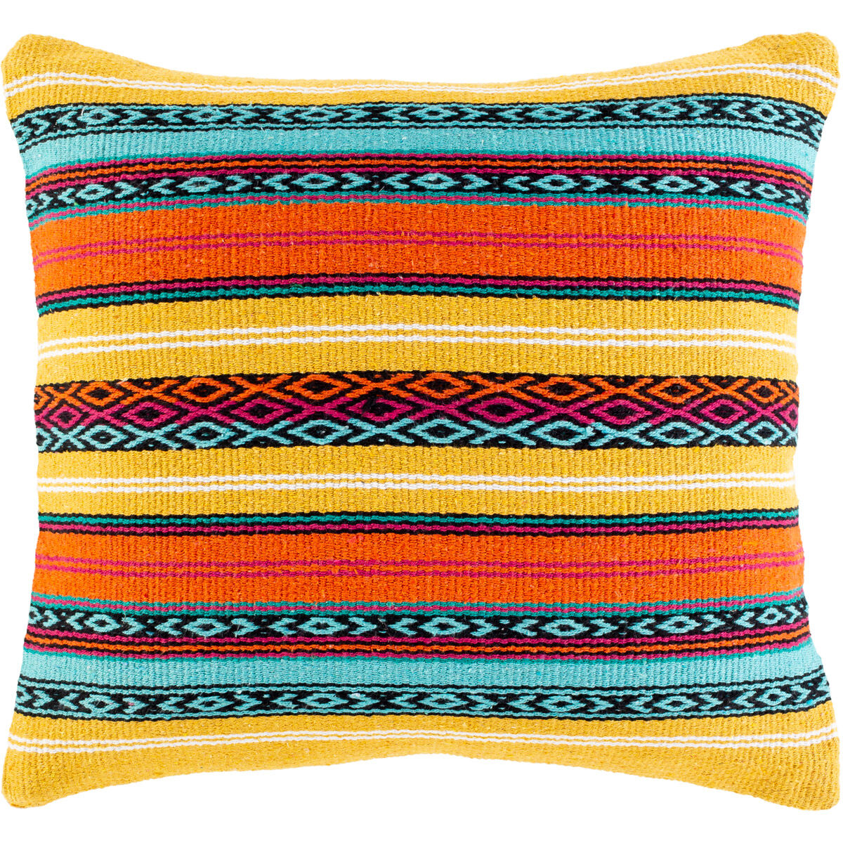 Toluca 20 X 20 inch Beige/Bright Yellow/Bright Orange/Aqua/Black Pillow Cover, Square