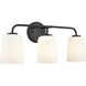 Laphia 3 Light 22 inch Matte Black Bathroom Vanity Light Wall Light
