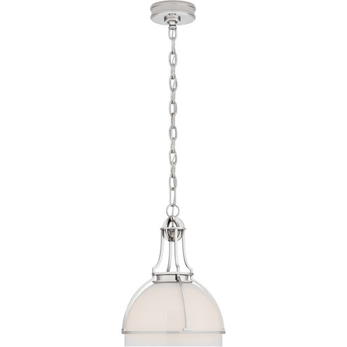 Chapman & Myers Gracie LED 12 inch Polished Nickel Dome Pendant Ceiling Light in White Glass, Medium