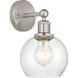 Edison Athens 1 Light 6 inch Brushed Satin Nickel Sconce Wall Light in Seedy Glass