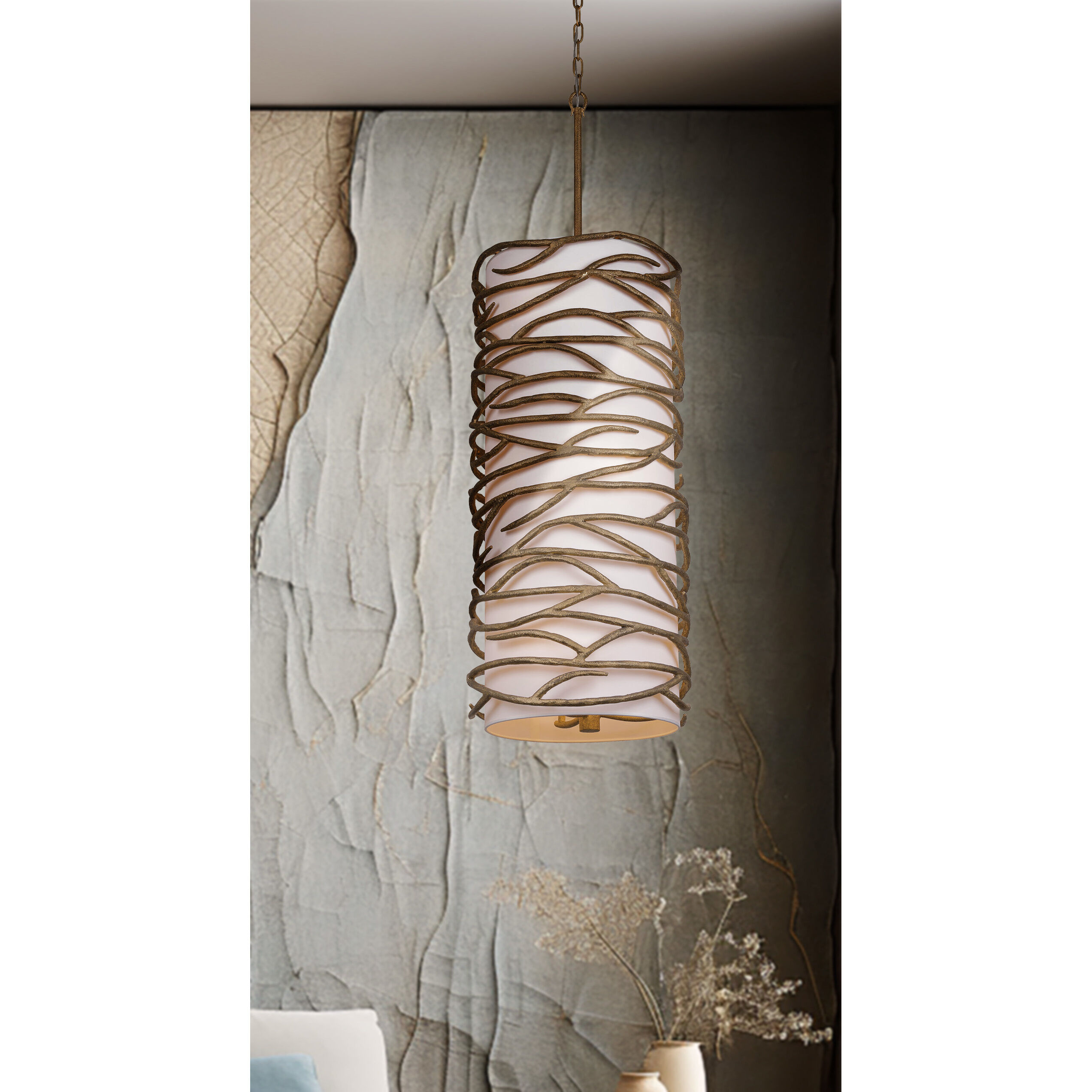 Branch Reality 9 Light 16 inch Textured Ashen Gold Foyer Pendant Ceiling Light