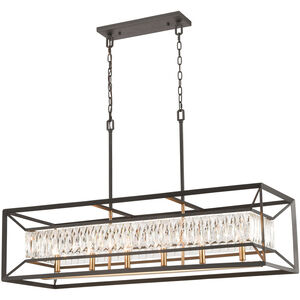 Gardiner 6 Light 42 inch Charcoal with Satin Brass Linear Chandelier Ceiling Light