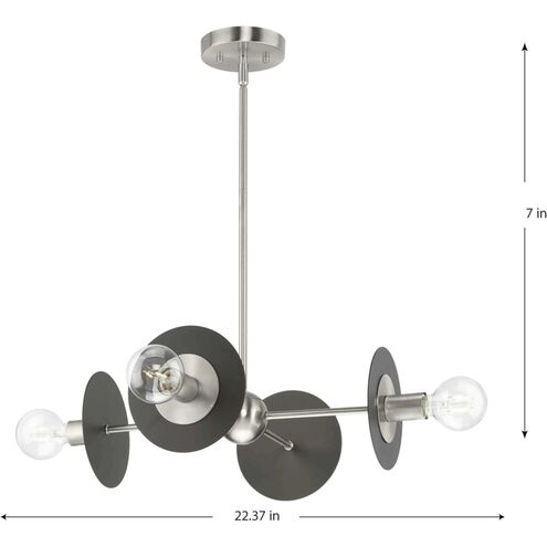 Trimble 4 Light 22.37 inch Brushed Nickel Chandelier Ceiling Light, Design Series