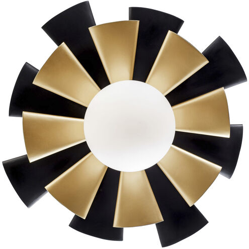 Daphne 1 Light 18 inch Matte Black and French Gold Convertible Flush Mount Ceiling Light, Smithsonian Collaboration