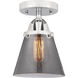 Nouveau 2 Small Cone LED 6.25 inch Polished Chrome Semi-Flush Mount Ceiling Light in Light Smoke Glass