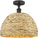 Edison Woven Rattan 1 Light 15.75 inch Oil Rubbed Bronze Semi-Flush Mount Ceiling Light
