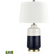 Shotton 27 inch 9.00 watt Navy with White and Antique Brass Table Lamp Portable Light