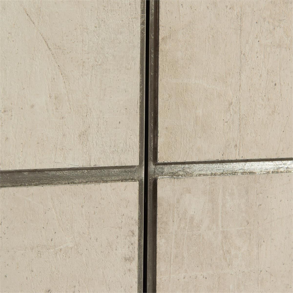 Lanark 54 inch Tiza Gesso and Silver Pewter Buffet Table, Four Door