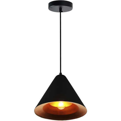 Keila 1 Light 10 inch Black and Gold Down Pendant Ceiling Light in Matte Black