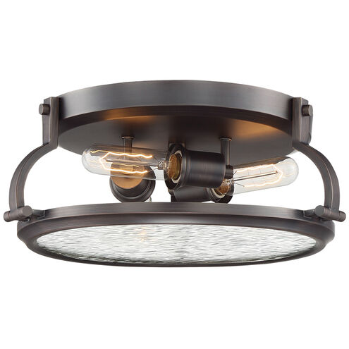 Eaton 3 Light 15.5 inch Satin Copper Bronze Flushmount Ceiling Light