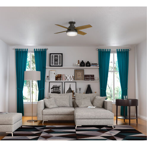 Dempsey 44 inch Noble Bronze with Mid Century Walnut/Umber Walnut Blades Ceiling Fan, Low Profile