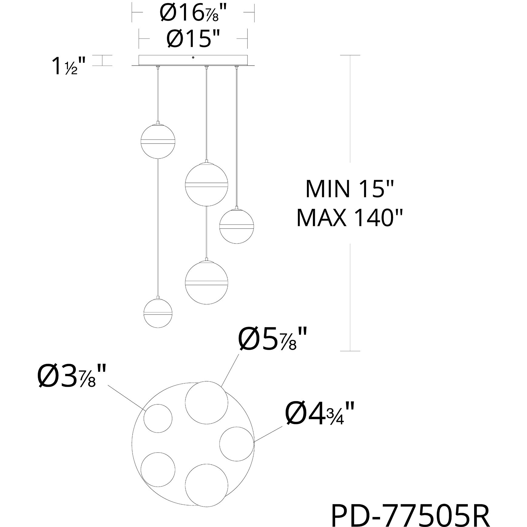 Cyllindra LED 16.8 inch Black Chrome Chandelier Ceiling Light in Black/Chrome, dweLED