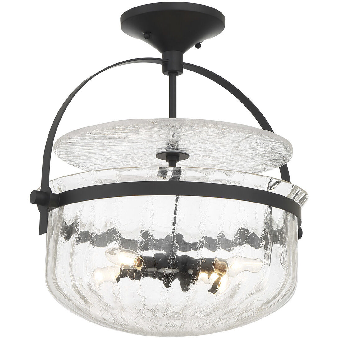 Denmar 4 Light 18 inch Matte Black Covertible SemiFlush Ceiling Light