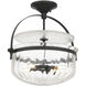 Denmar 4 Light 18 inch Matte Black Covertible SemiFlush Ceiling Light