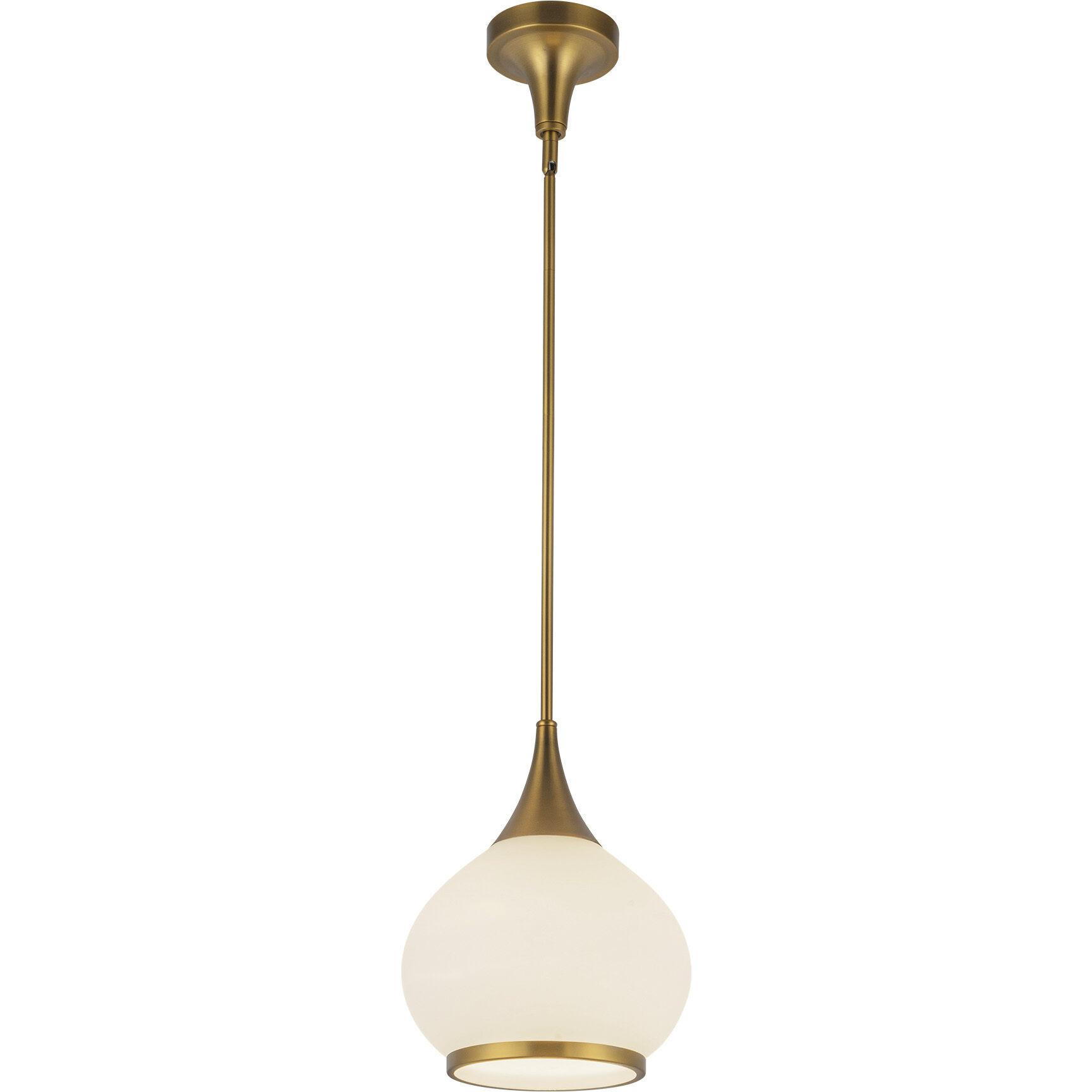 Alora Mood Hazel Pendant Ceiling Light in Aged Gold, Matte Opal Glass