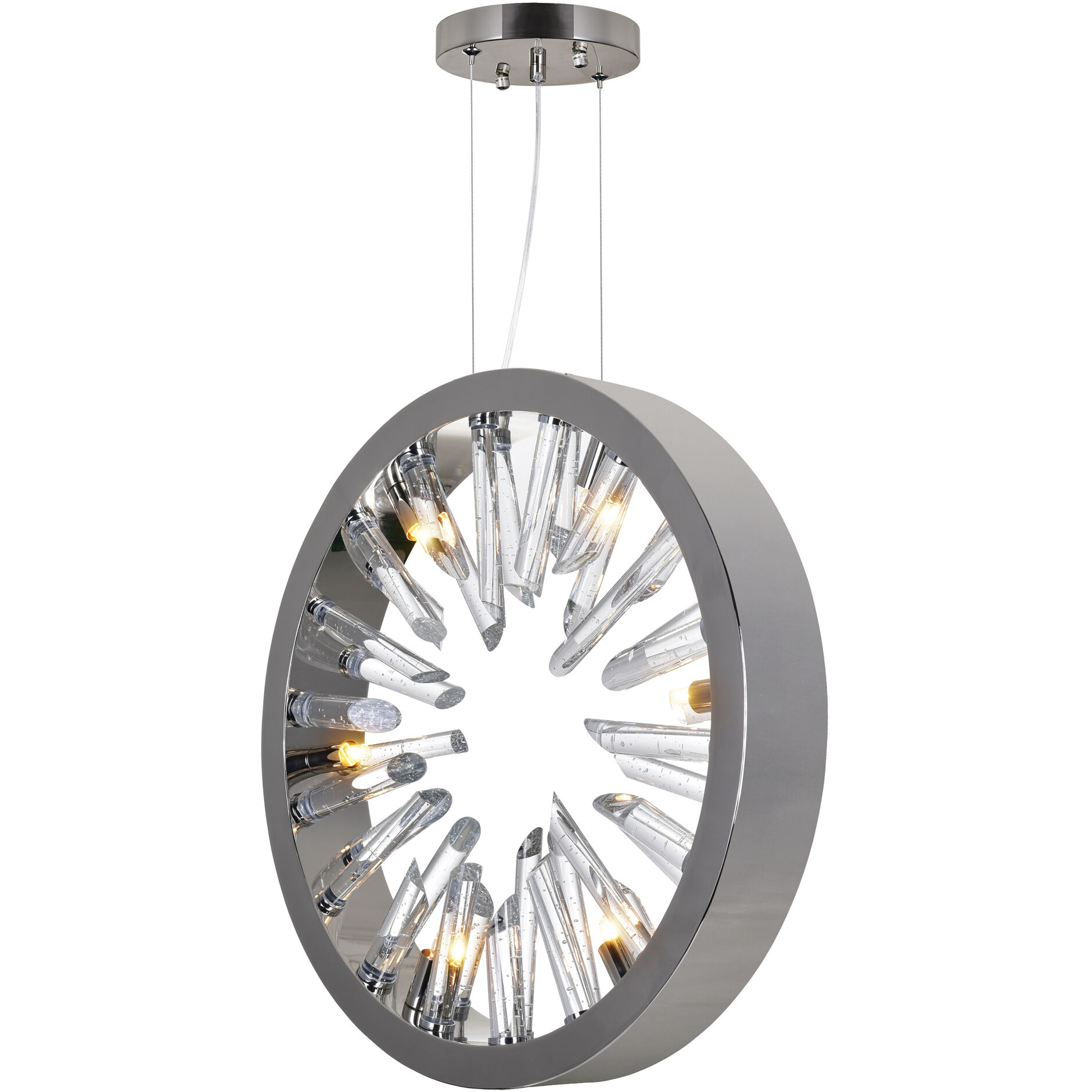 Spiked 6 Light 3 inch Polished Nickel Chandelier Ceiling Light