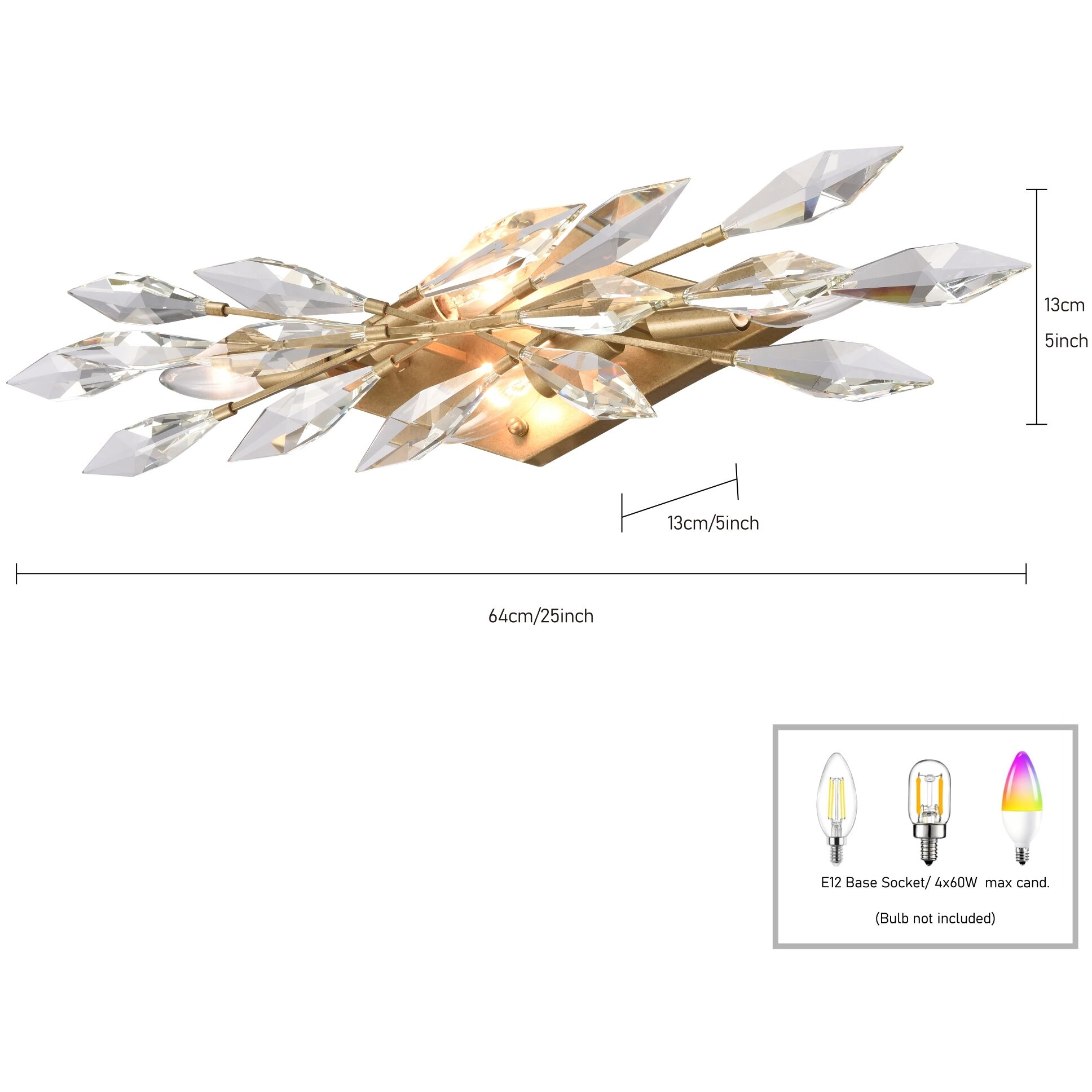 Crystal Fusion 4 Light 25.5 inch Peruvian Gold Bath Vanity Wall Light