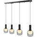 Juna 4 Light 44.1 inch Black and Volcanic Black Travertine Linear Island Pendant Ceiling Light