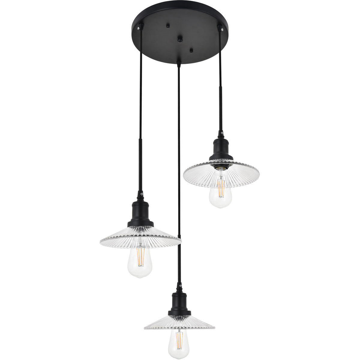 Waltz 3 Light 19 inch Black Pendant Ceiling Light