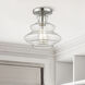 Everett 1 Light 9 inch Brushed Nickel with Chrome Finish Accents Semi-Flush Ceiling Light