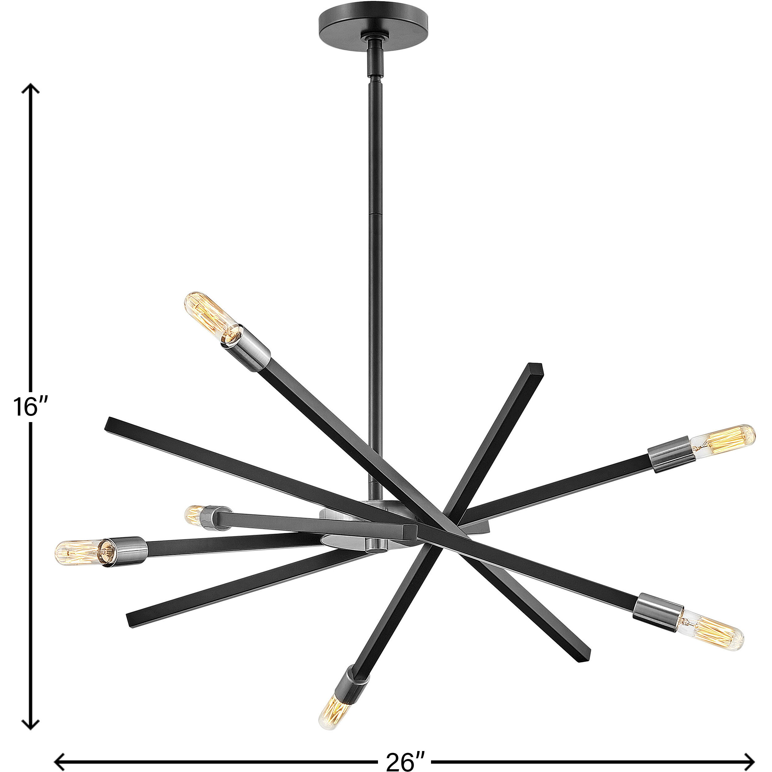 Archer 6 Light 26 inch Satin Black with Brushed Nickel Indoor Chandelier Ceiling Light