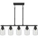 Somers 5 Light 42.88 inch Textured Black Linear Pendant Ceiling Light in Seedy Glass