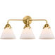 Nouveau 2 Large Cone LED 25.75 inch Satin Gold Bath Vanity Light Wall Light in Matte White Glass