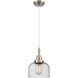 Bell 1 Light 8 inch Brushed Satin Nickel Mini Pendant Ceiling Light in Seedy Glass