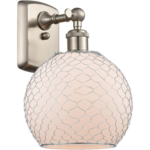 Ballston Farmhouse Chicken Wire LED 8 inch Brushed Satin Nickel Sconce Wall Light, Ballston