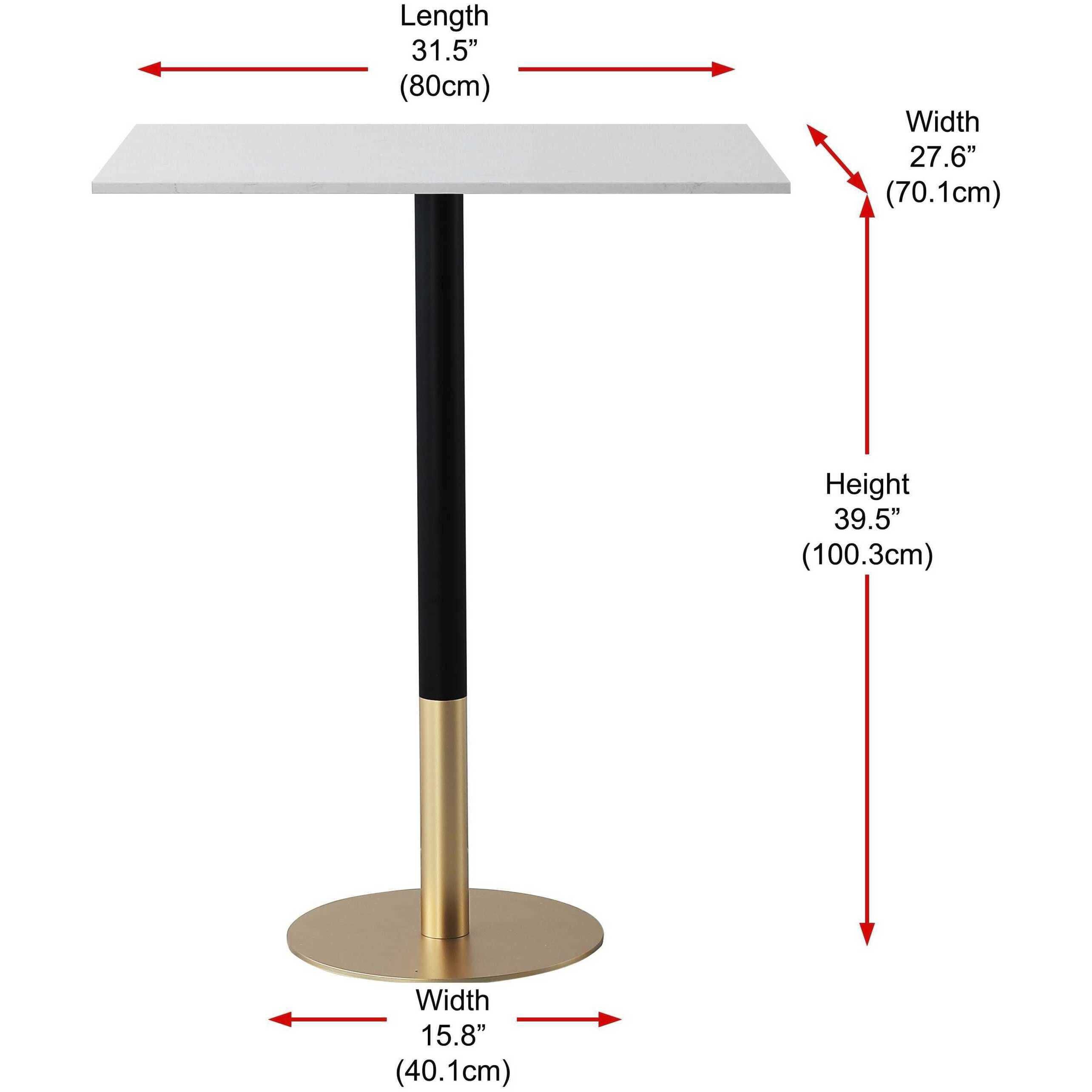 Ronan 39.5 X 31.5 inch White and Gold Pub Table