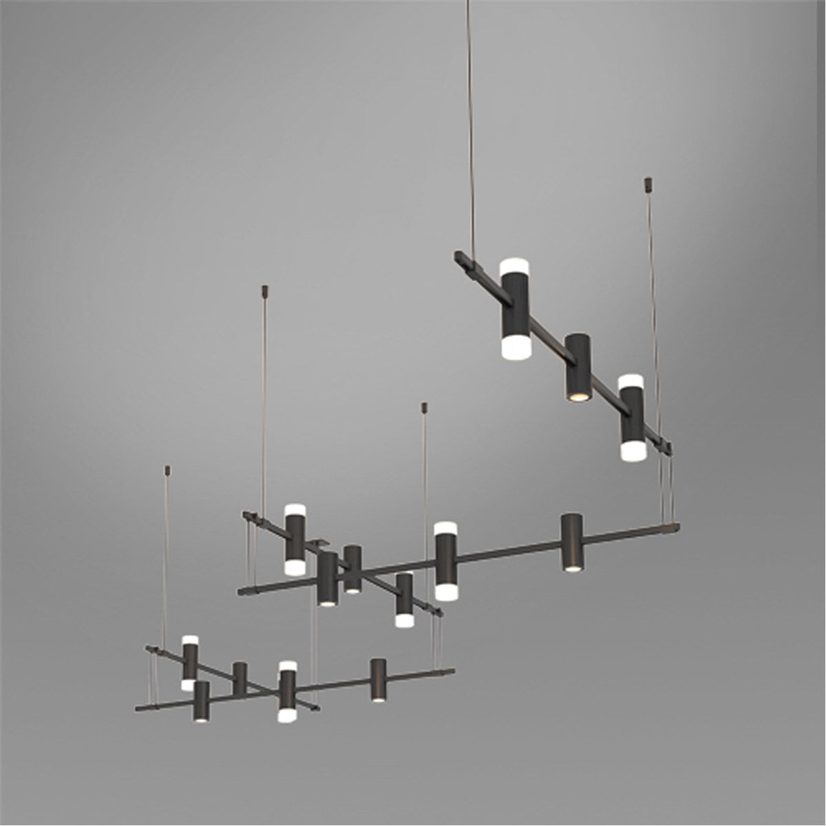 Suspenders LED 106 inch Satin Black Modular Pendant Composition Ceiling Light