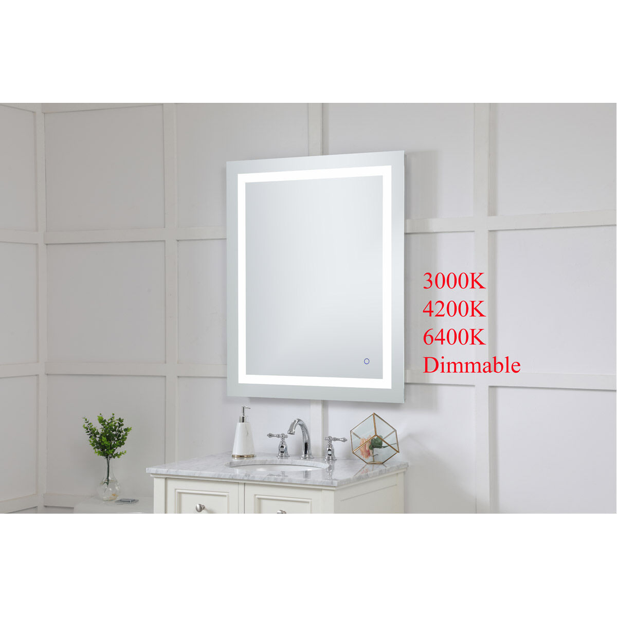 Helios 36 X 30 inch Silver Lighted Wall Mirror