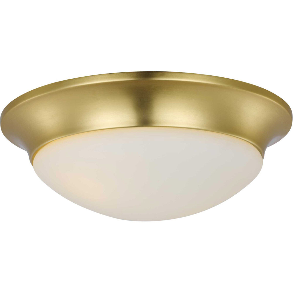 Etched Glass Close-to-Ceiling 2 Light 14 inch Satin Brass Flush Mount Ceiling Light