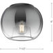 Samar 1 Light 7.5 inch Black/Smoked Flush Mount Ceiling Light in Transition Smoked Glass