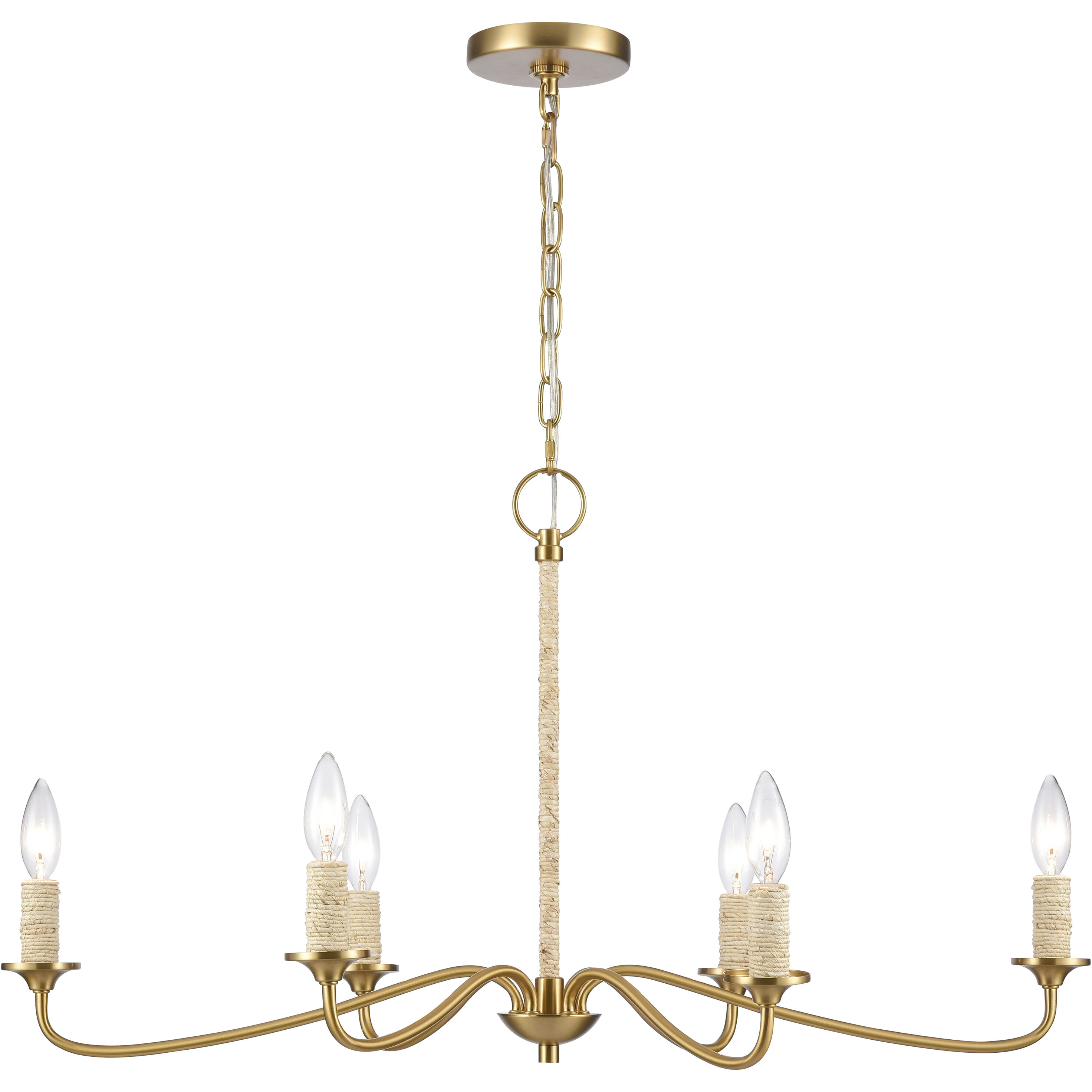 Abaca 6 Light 32 inch Brushed Gold Chandelier Ceiling Light