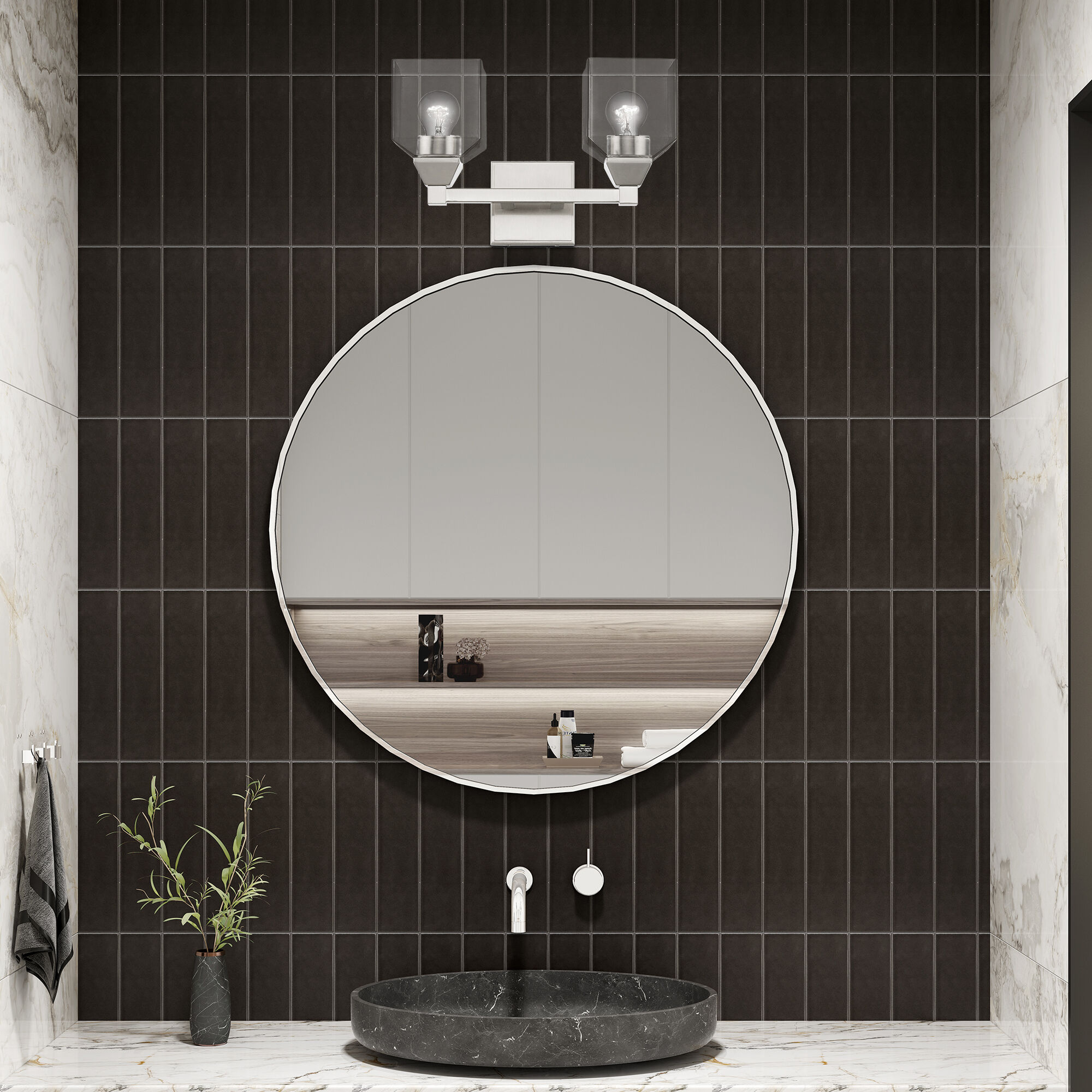 Aragon 2 Light 15 inch Brushed Nickel Vanity Sconce Wall Light