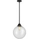 Nouveau 2 Beacon 1 Light 12 inch Matte Black Mini Pendant Ceiling Light in Incandescent, Seedy