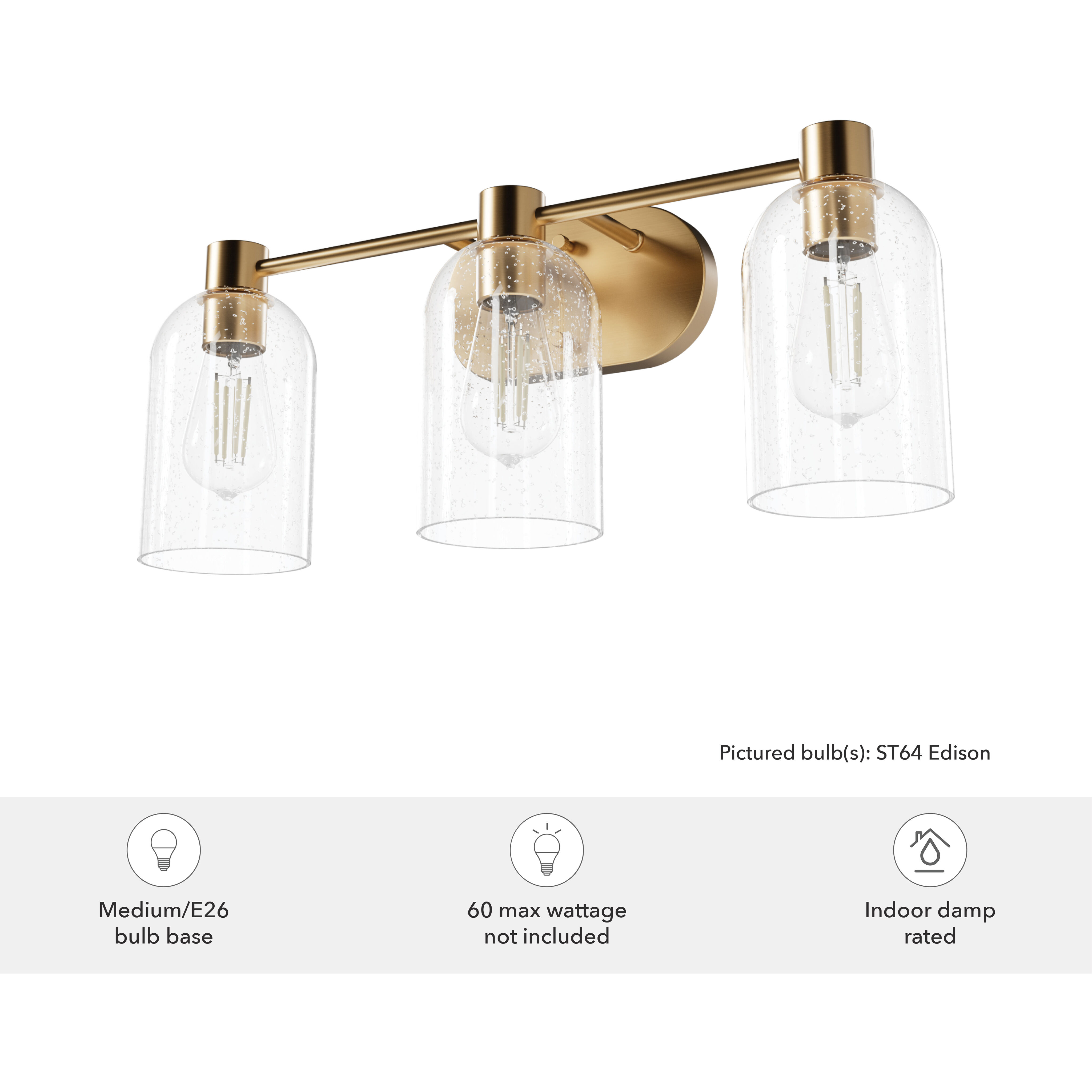 Lochemeade 3 Light 22.5 inch Alturas Gold Vanity Light Wall Light