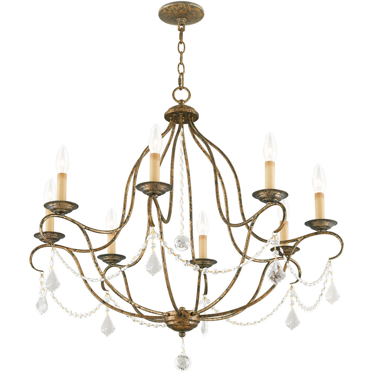Chesterfield 8 Light 32 inch Hand Applied Venetian Golden Bronze Chandelier Ceiling Light