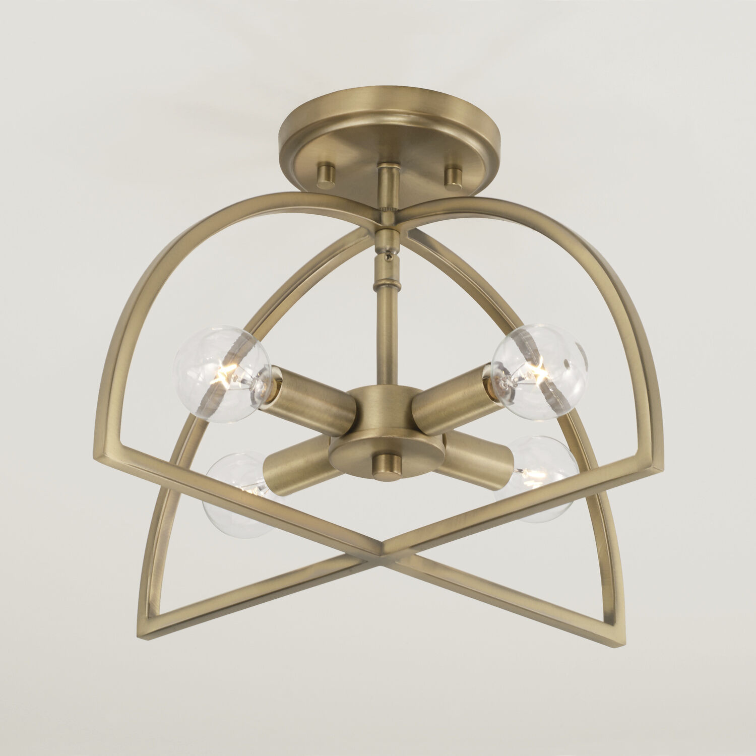 Lawson 4 Light 15 inch Aged Brass Semi-Flush Mount Ceiling Light, Convertible Dual Mount