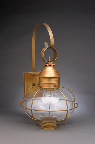 Onion 1 Light 21 inch Verdi Gris Outdoor Wall Lantern in Clear Glass Scroll, Medium